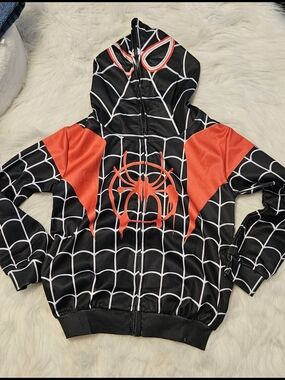 NWT Kids Black & Red Spider Web Zip-Up Hoodie
